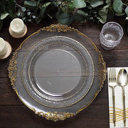 10 pcs 10" wide Round Salad Plates with Hammered Trim - Disposable Tableware