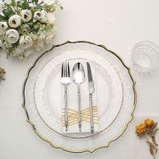 10 pcs 10" wide Round Salad Plates with Hammered Trim - Disposable Tableware