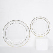 10 pcs 10" wide Round Salad Plates with Hammered Trim - Disposable Tableware