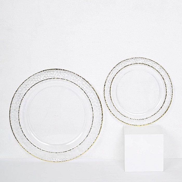 10 pcs 10" wide Round Salad Plates with Hammered Trim - Disposable Tableware