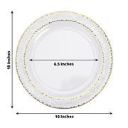 10 pcs 10" wide Round Salad Plates with Hammered Trim - Disposable Tableware