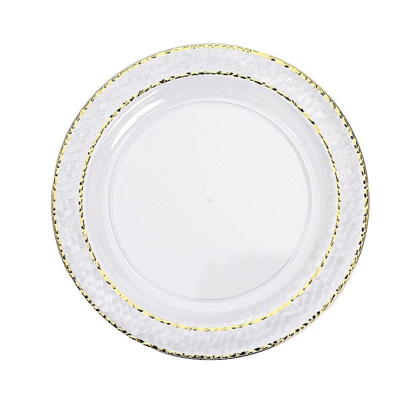 10 pcs 10" wide Round Salad Plates with Hammered Trim - Disposable Tableware DSP_PLR0007_10_CLGD