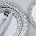 10 pcs 10" wide White Round Salad Plates with Hammered Trim - Disposable Tableware