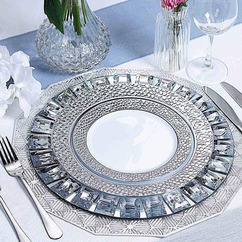 10 pcs 10" wide White Round Salad Plates with Hammered Trim - Disposable Tableware