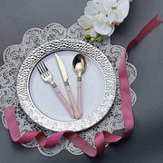 10 pcs 10" wide White Round Salad Plates with Hammered Trim - Disposable Tableware