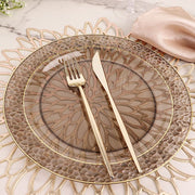 10 pcs 10" wide White Round Salad Plates with Hammered Trim - Disposable Tableware