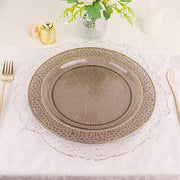 10 pcs 10" wide White Round Salad Plates with Hammered Trim - Disposable Tableware