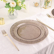 10 pcs 10" wide White Round Salad Plates with Hammered Trim - Disposable Tableware