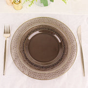 10 pcs 10" wide White Round Salad Plates with Hammered Trim - Disposable Tableware