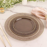 10 pcs 10" wide White Round Salad Plates with Hammered Trim - Disposable Tableware