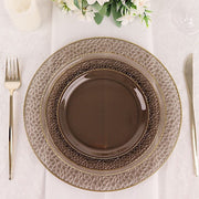 10 pcs 10" wide White Round Salad Plates with Hammered Trim - Disposable Tableware