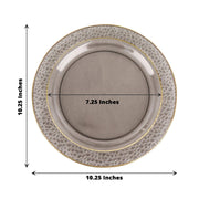 10 pcs 10" wide White Round Salad Plates with Hammered Trim - Disposable Tableware
