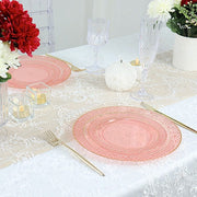 10 pcs 10" wide White Round Salad Plates with Hammered Trim - Disposable Tableware