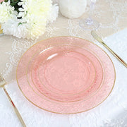 10 pcs 10" wide White Round Salad Plates with Hammered Trim - Disposable Tableware