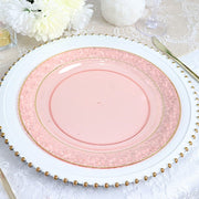 10 pcs 10" wide White Round Salad Plates with Hammered Trim - Disposable Tableware