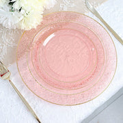 10 pcs 10" wide White Round Salad Plates with Hammered Trim - Disposable Tableware