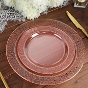 10 pcs 10" wide White Round Salad Plates with Hammered Trim - Disposable Tableware