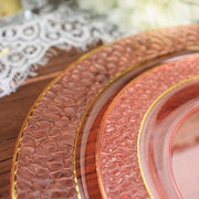 10 pcs 10" wide White Round Salad Plates with Hammered Trim - Disposable Tableware