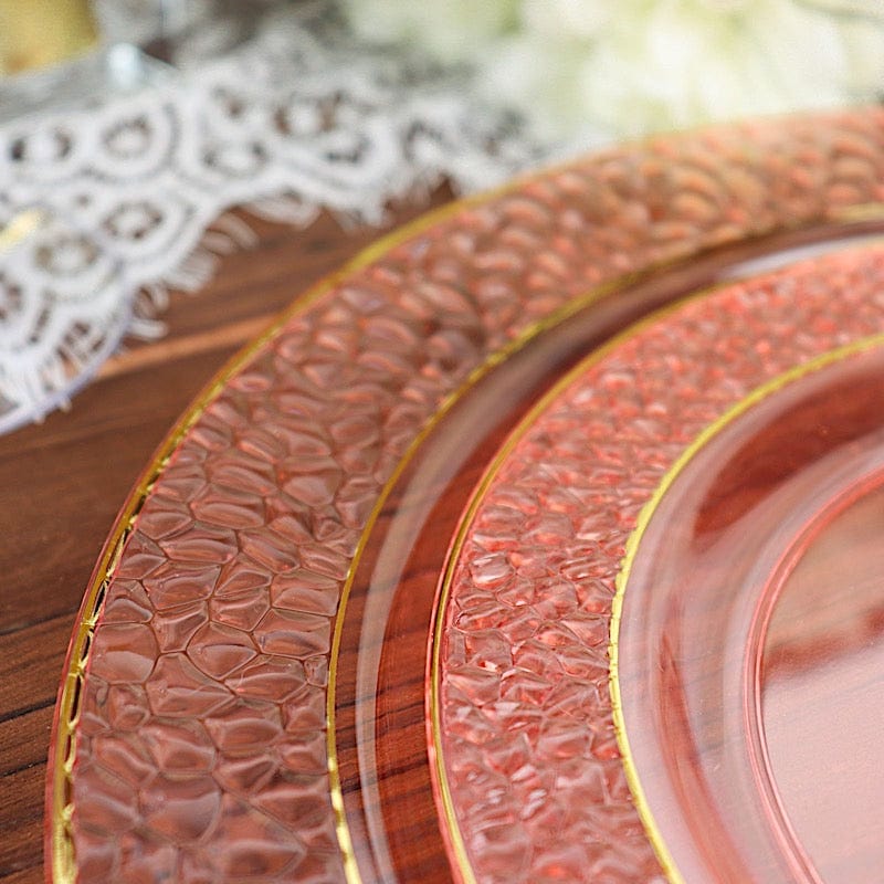 10 pcs 10" wide White Round Salad Plates with Hammered Trim - Disposable Tableware