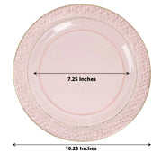 10 pcs 10" wide White Round Salad Plates with Hammered Trim - Disposable Tableware
