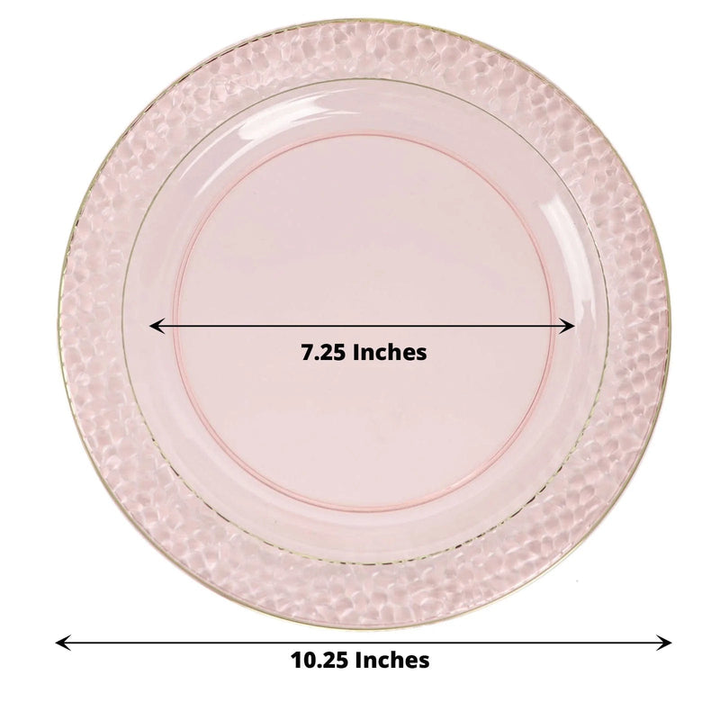10 pcs 10" wide White Round Salad Plates with Hammered Trim - Disposable Tableware