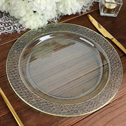 10 pcs 10" wide White Round Salad Plates with Hammered Trim - Disposable Tableware