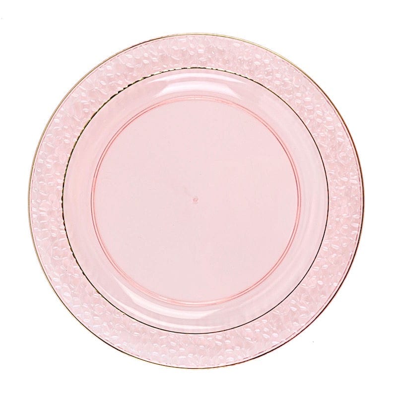 10 pcs 10" wide White Round Salad Plates with Hammered Trim - Disposable Tableware DSP_PLR0007_10_046GD