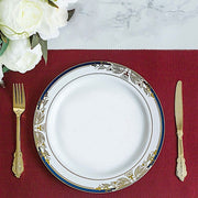 10 pcs 10" wide White Round Salad Plates with Trim - Disposable Tableware