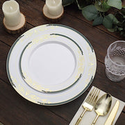10 pcs 10" wide White Round Salad Plates with Trim - Disposable Tableware