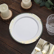 10 pcs 10" wide White Round Salad Plates with Trim - Disposable Tableware