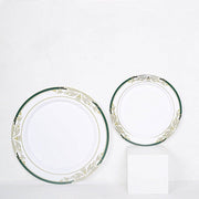 10 pcs 10" wide White Round Salad Plates with Trim - Disposable Tableware