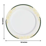 10 pcs 10" wide White Round Salad Plates with Trim - Disposable Tableware