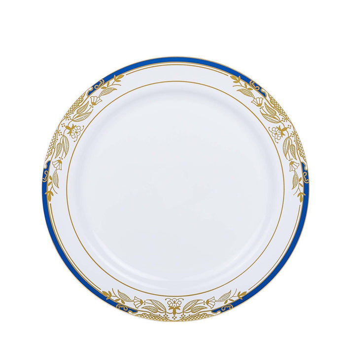 10 pcs 10" wide White Round Salad Plates with Trim - Disposable Tableware DSP_PLR0003_10_GDBL