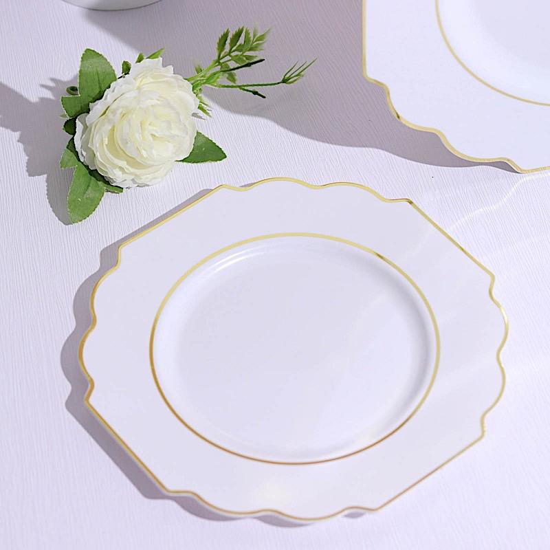 10 pcs 12" Baroque Plastic Dinner Plates - Disposable Tableware