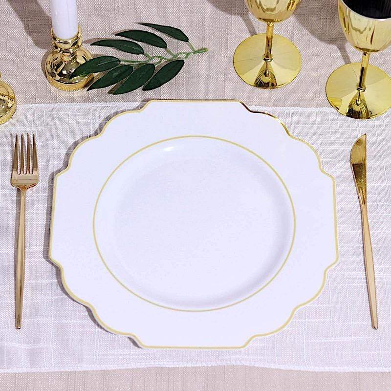 10 pcs 12" Baroque Plastic Dinner Plates - Disposable Tableware