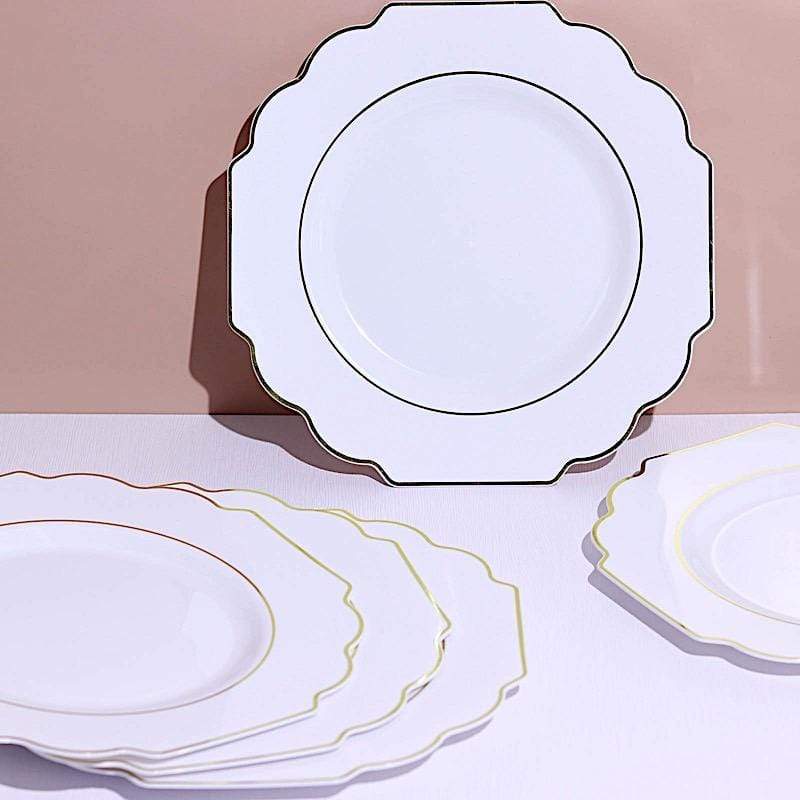 10 pcs 12" Baroque Plastic Dinner Plates - Disposable Tableware