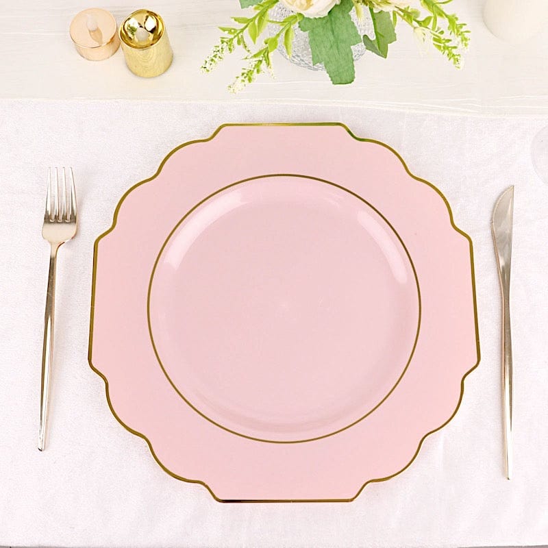 10 pcs 12" Baroque Plastic Dinner Plates - Disposable Tableware