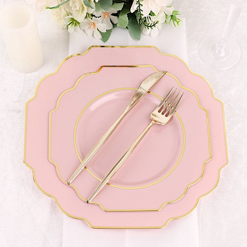 10 pcs 12" Baroque Plastic Dinner Plates - Disposable Tableware