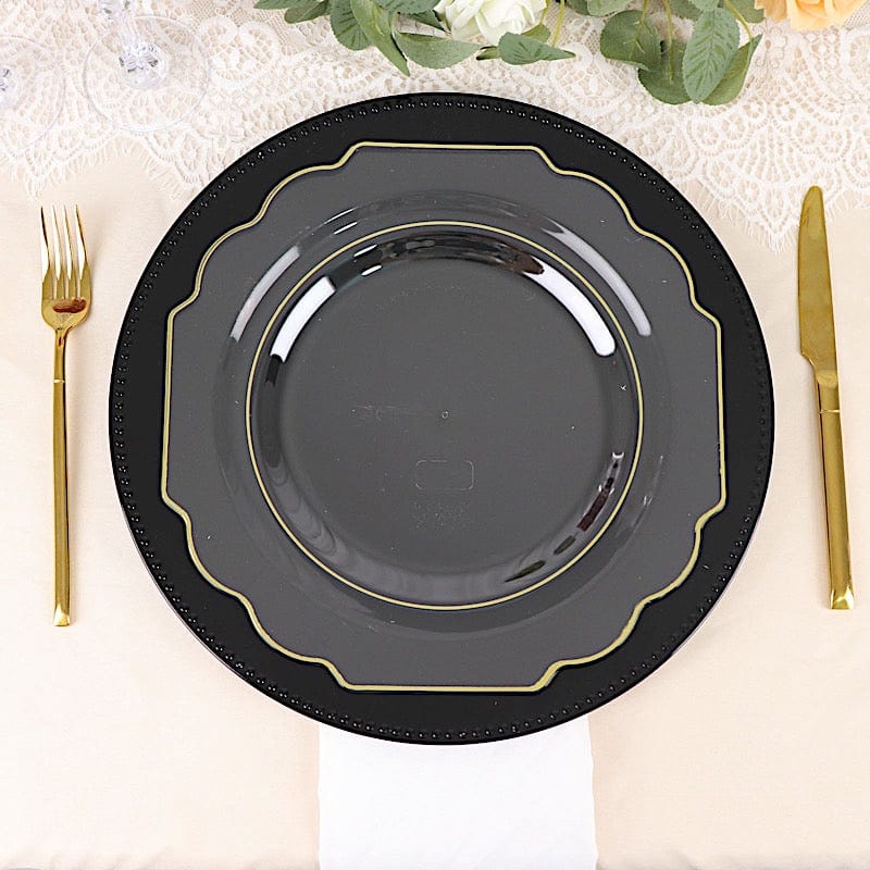 10 pcs 12" Baroque Plastic Dinner Plates - Disposable Tableware