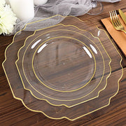 10 pcs 12" Baroque Plastic Dinner Plates - Disposable Tableware