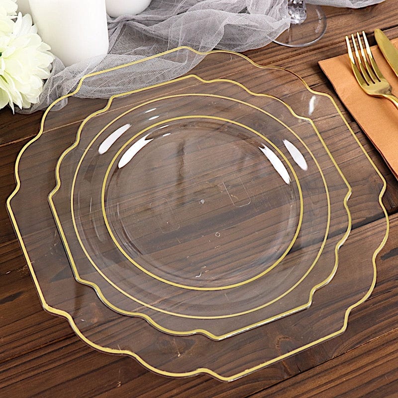 10 pcs 12" Baroque Plastic Dinner Plates - Disposable Tableware
