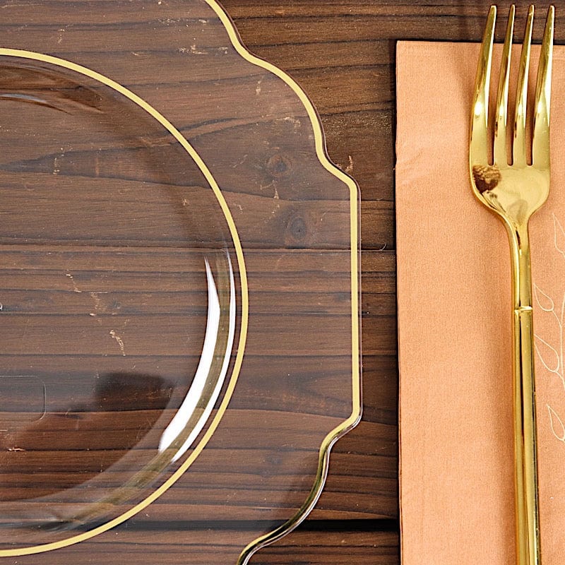 10 pcs 12" Baroque Plastic Dinner Plates - Disposable Tableware