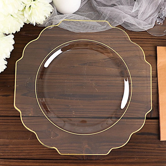 10 pcs 12" Baroque Plastic Dinner Plates - Disposable Tableware