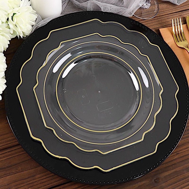 10 pcs 12" Baroque Plastic Dinner Plates - Disposable Tableware