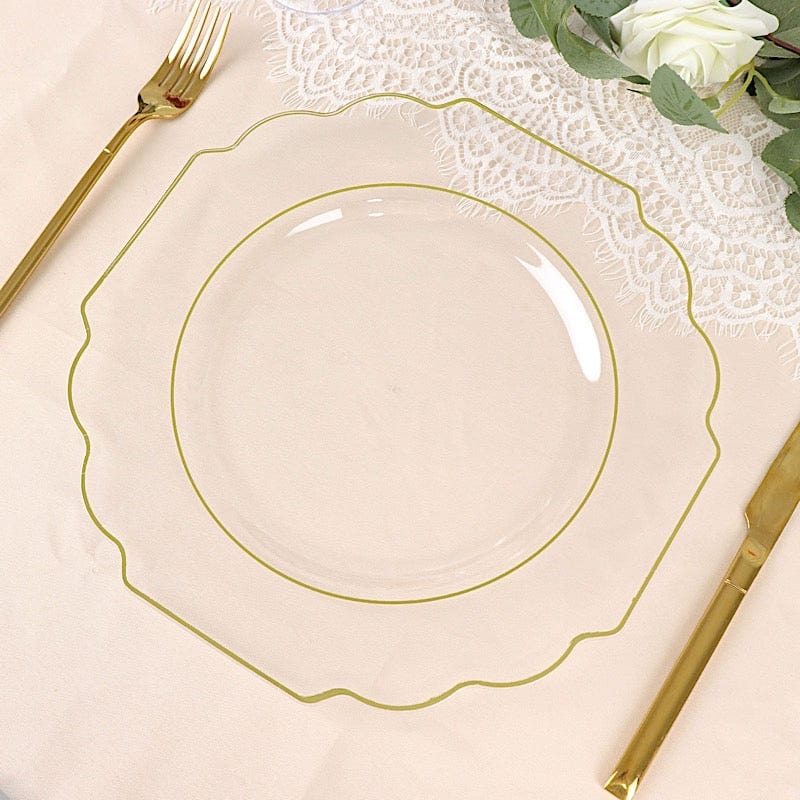 10 pcs 12" Baroque Plastic Dinner Plates - Disposable Tableware