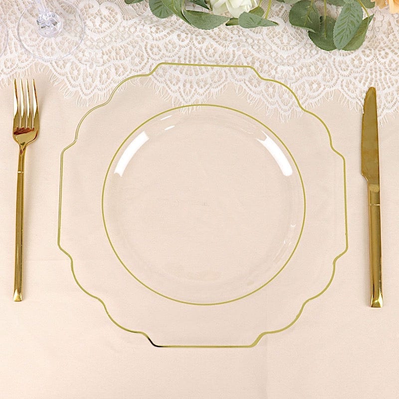 10 pcs 12" Baroque Plastic Dinner Plates - Disposable Tableware