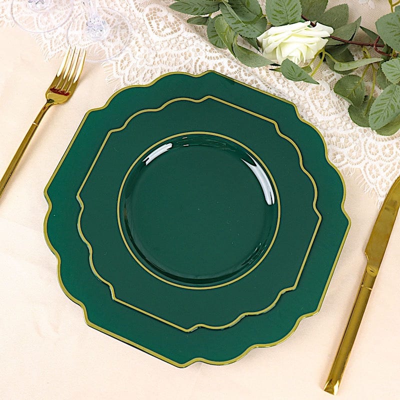 10 pcs 12" Baroque Plastic Dinner Plates - Disposable Tableware