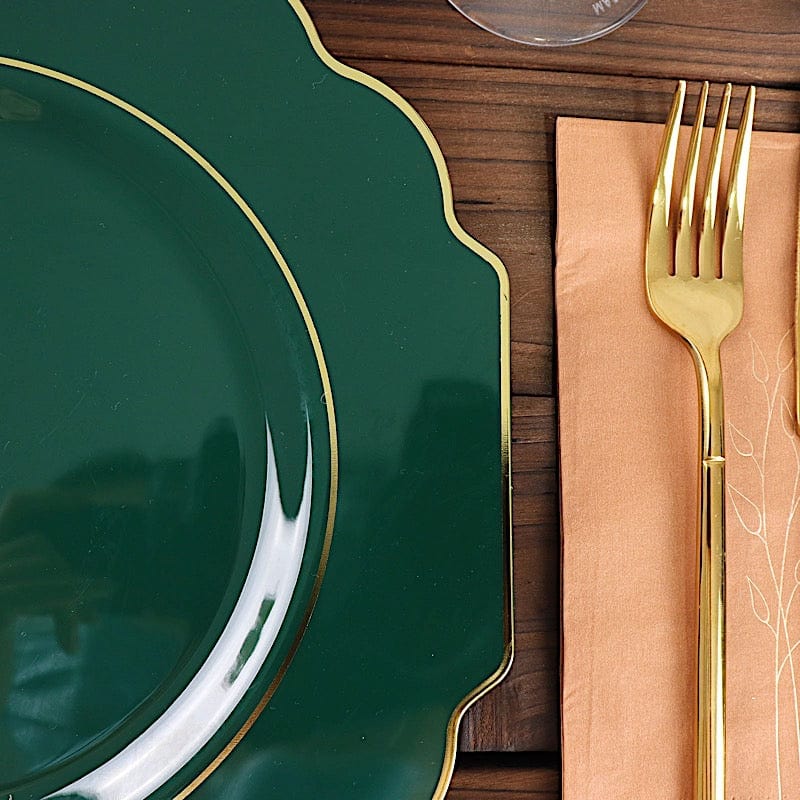 10 pcs 12" Baroque Plastic Dinner Plates - Disposable Tableware