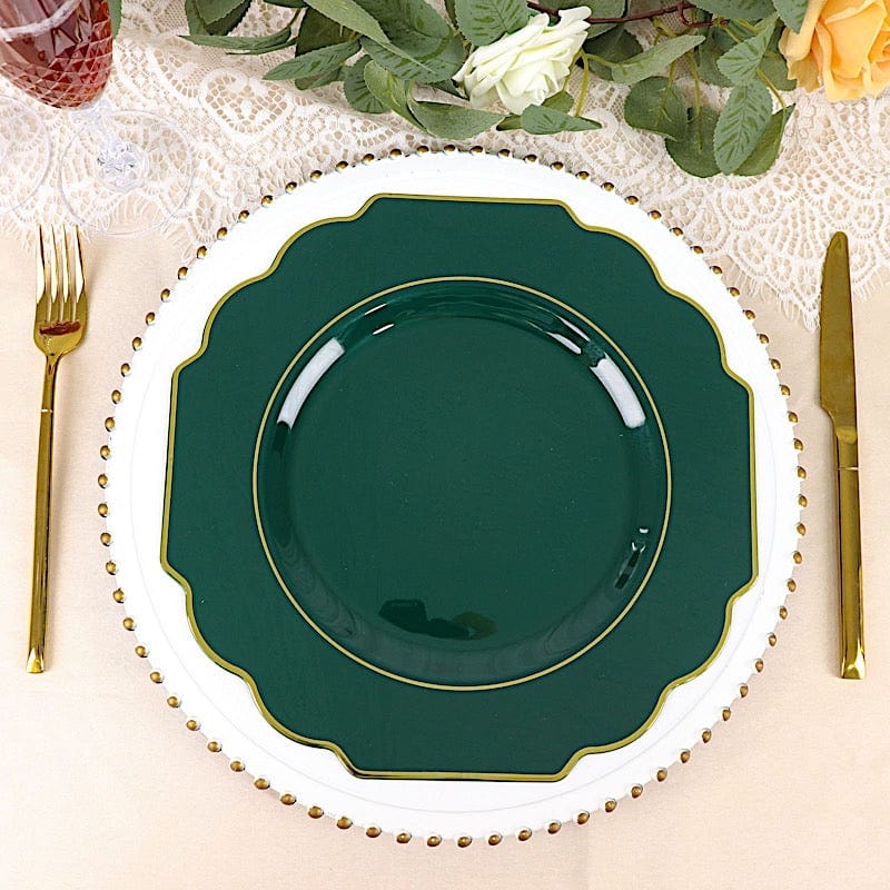 10 pcs 12" Baroque Plastic Dinner Plates - Disposable Tableware