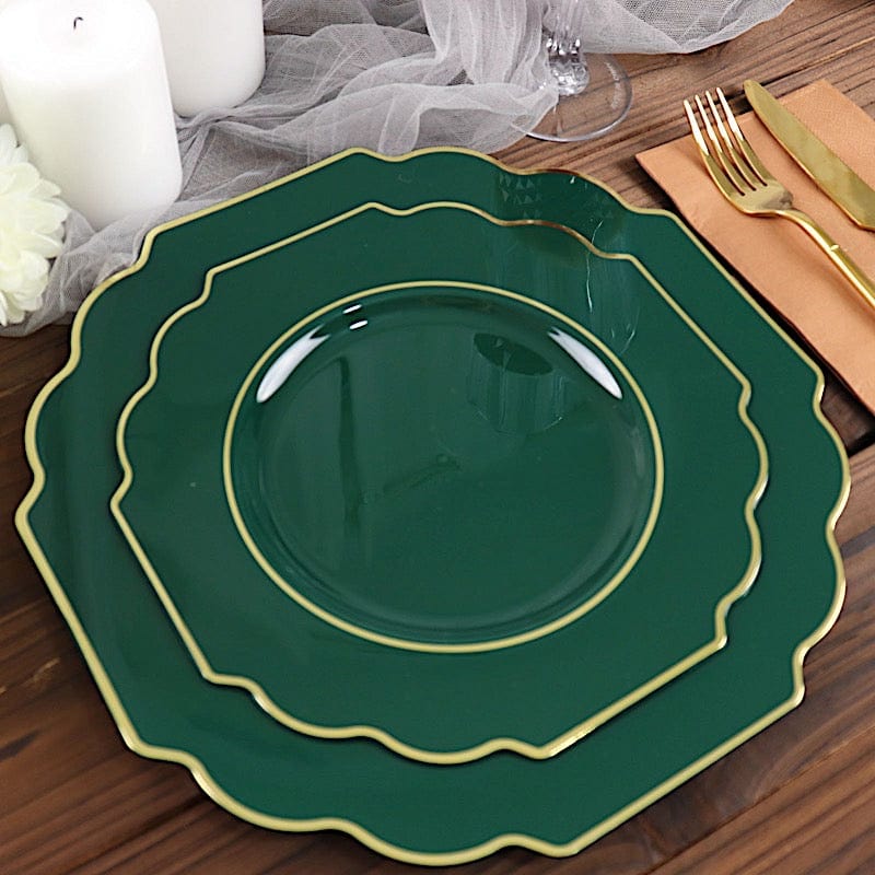 10 pcs 12" Baroque Plastic Dinner Plates - Disposable Tableware